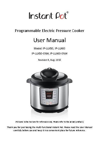 Instant Pot Lux Mini User Manual