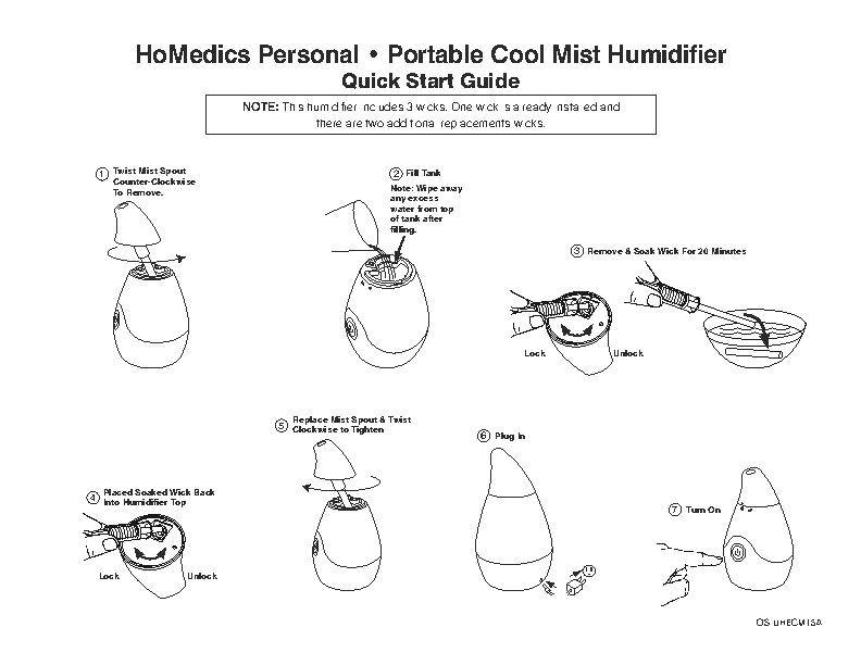Homedics cool mist humidifier instruction manual