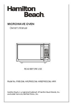Hamilton Beach Black And Stainless Steel Microwave User Manual