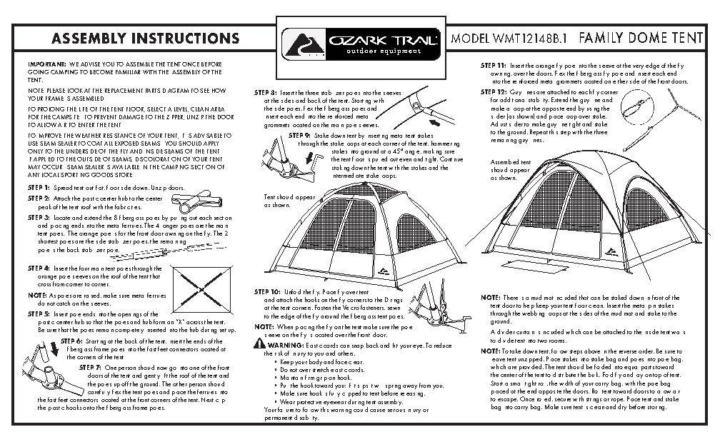 Ozark trail 3 room tent instructions