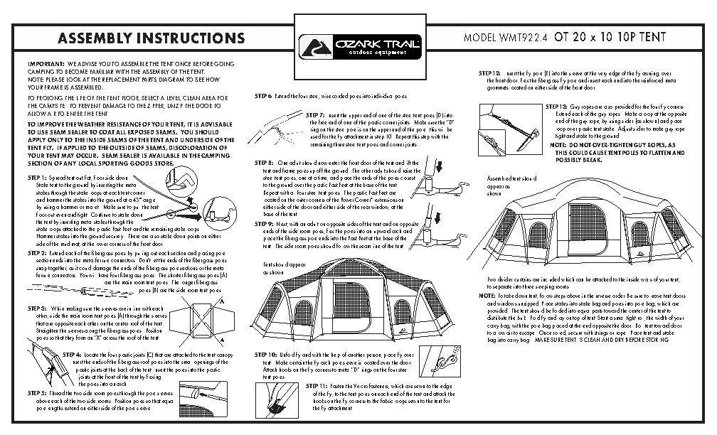 trek 10 person holiday home tent instructions